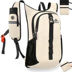 15L Small Hiking Backpack Foldable Ultralight Trekking Camping Outdoors Backpack for Women Men (beige)