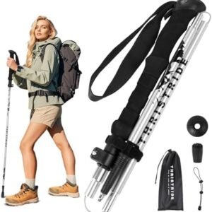 Collapsible Aluminum Single Trekking Pole(1pc) - Lightweight Hiking Stick for Women, Men & Seniors, Adjustable Walking Sticks for Hiking, Camping & Outdoor Activities