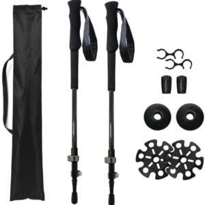 Hiking Poles 2 Pc - Collapsible Lightweight Carbon Fiber Trekking Poles, Adjustable & Telescopic for Backpacking, EVA Sweat-Absorbent Non-Slip Grips, Portable Hiking Stick for Women, Men/Seniors Gear