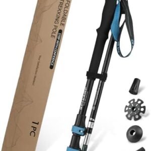 GPTCAMP Hiking Stick,1PC Trekking Pole Collapsible Hiking Pole,Lightweight Folding Adjustable Travel Walking Stick with EVA Foam Grip for Men Women,Blue