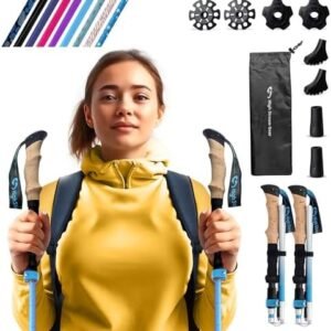 Walking Sticks for Men & Women - 14.5" Foldable Hiking Poles for Backpacking, Exercising and Traveling, Set of 2 Aluminum Nordic Collapsible Trekking Poles